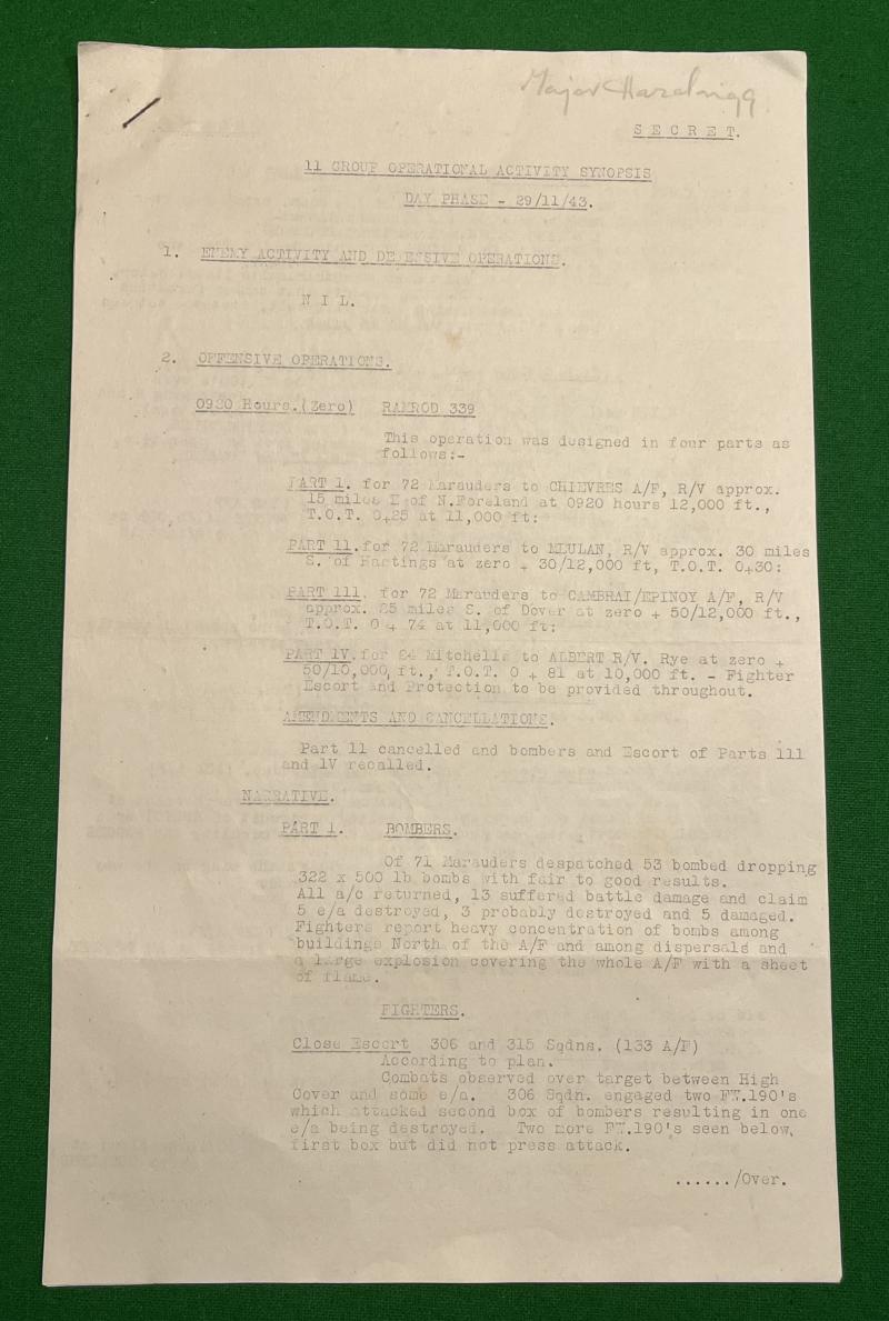 1943 Secret RAF No.11 Group Operational Synopsis.