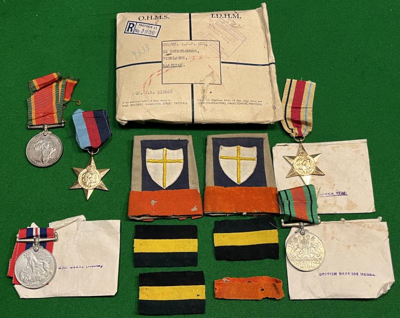 WW2 8th Army South African medal and insignia grouping.