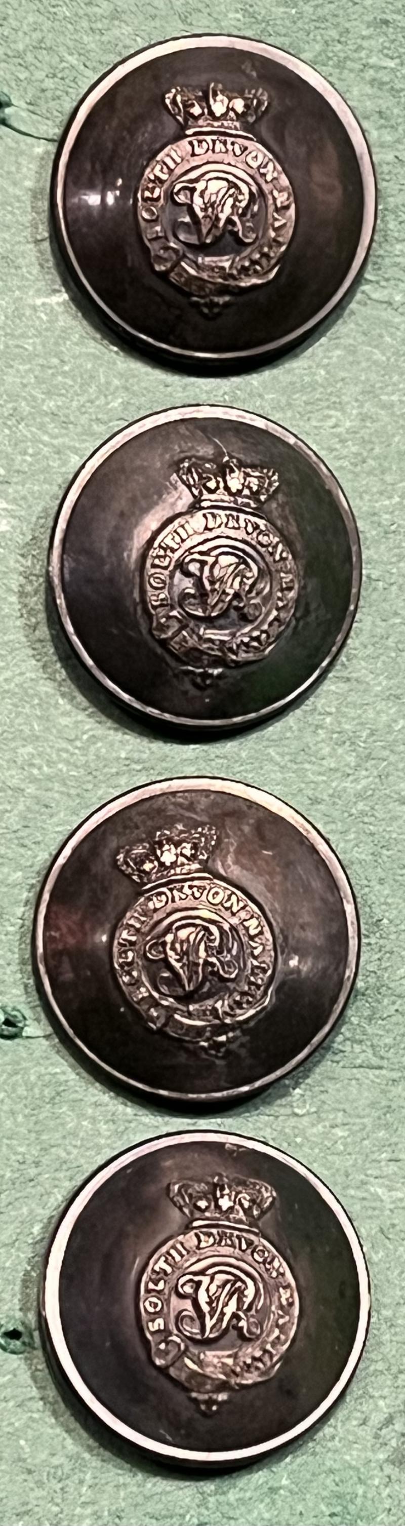 Victorian South Devon Militia Officer's Buttons.