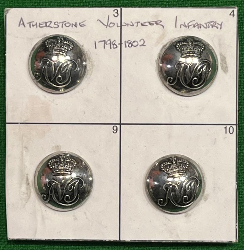 Atherstone Volunteer Infantry Officers Coatee Buttons 1798-1802,