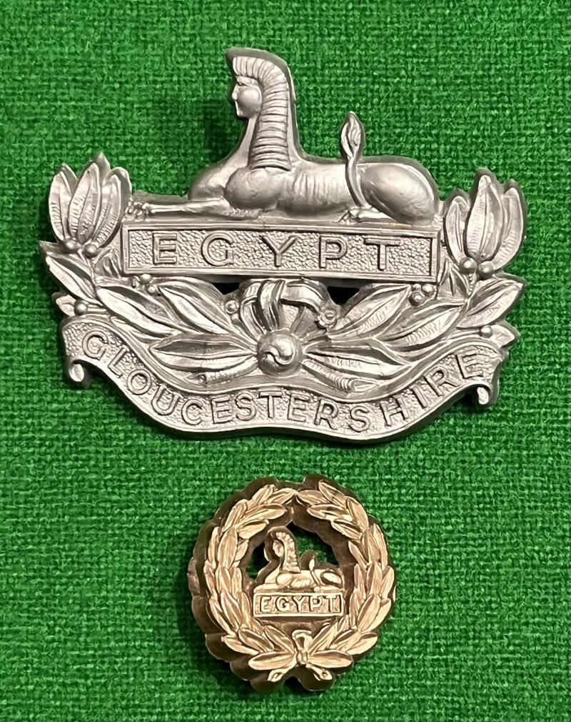 WW2 Gloucestershire Regiment Plastic Cap Badge & Back Badge.