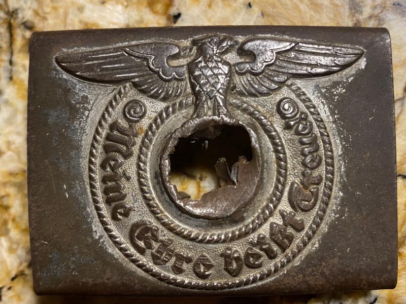 ORIGINAL SS STEEL BUCKLE- CAREFULLY DE-NAZIFIED!!