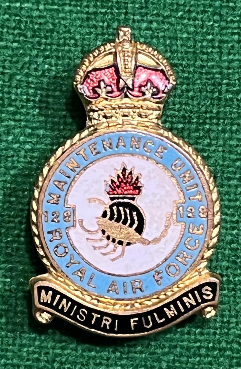 RAF No128 Maintenance Unit lapel badge.