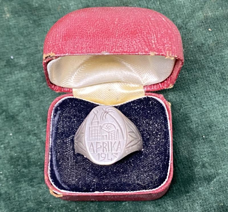 A LARGE SIZE ‘AFRIKA KORPS’ WW2 RING - LOCALLY MADE.