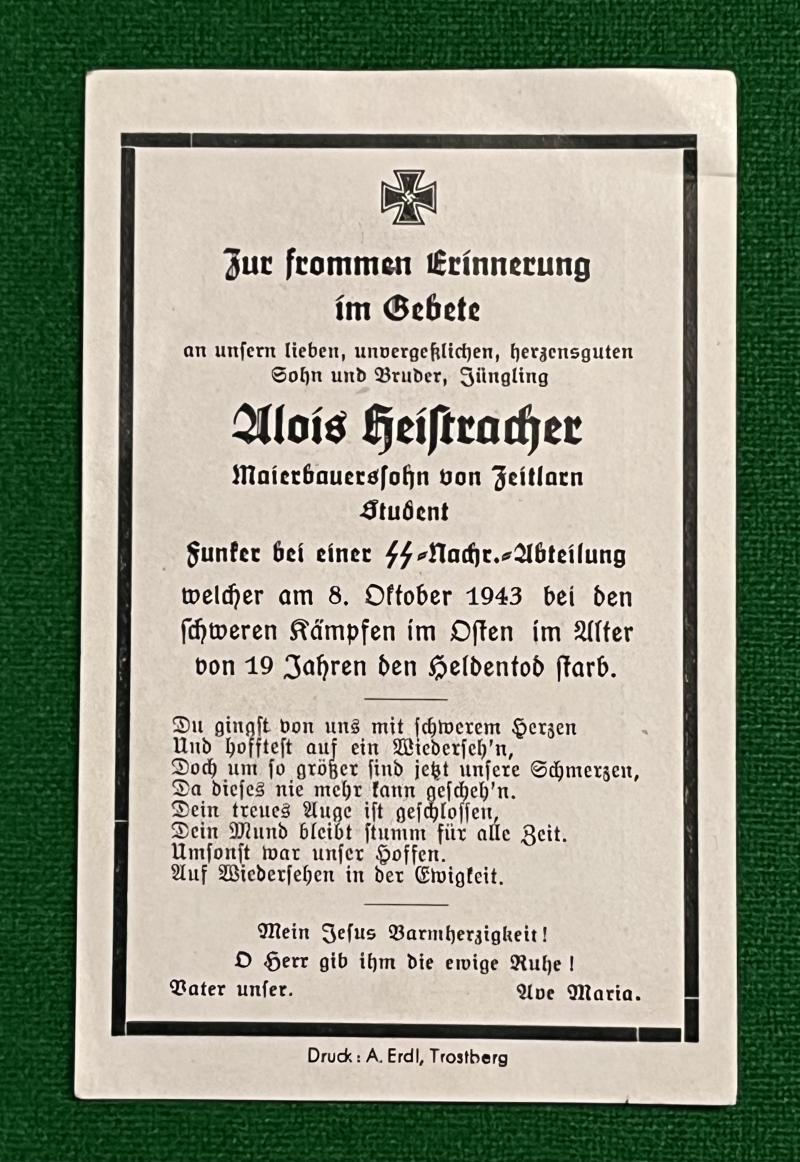 SS Memorial Card.