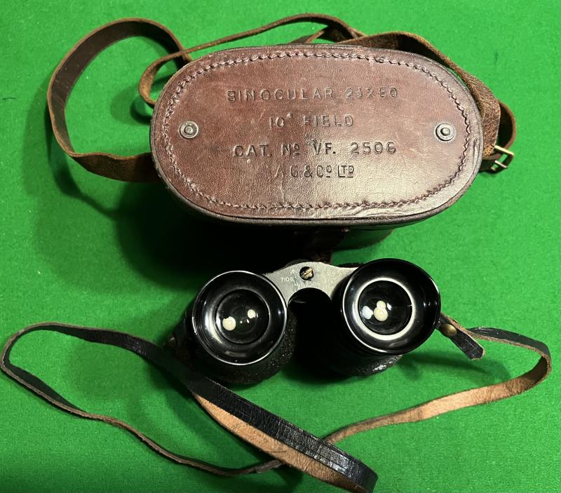 WW2 British Airborne Issue Binoculars & Case.