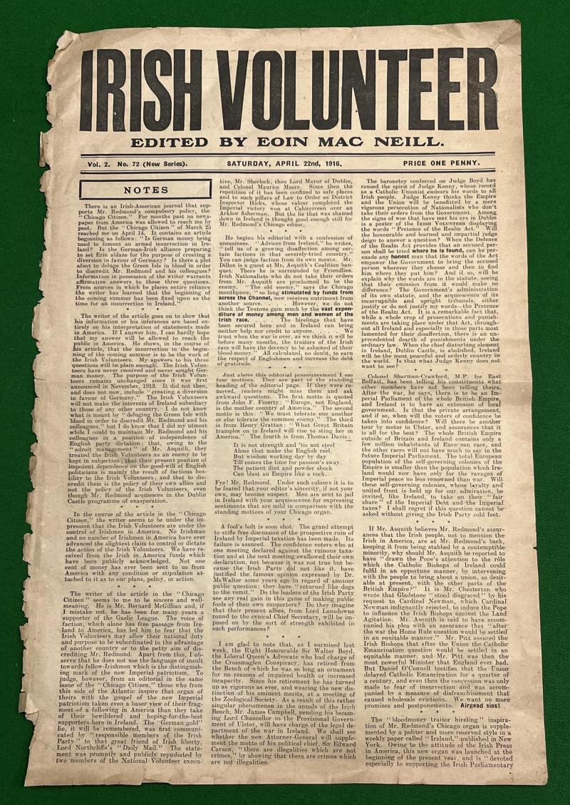 1916 Irish Volunteer Newspaper.