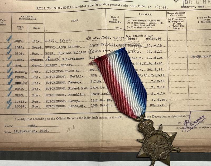 WW1 1914-15 Star - Staffs Yeomanry.