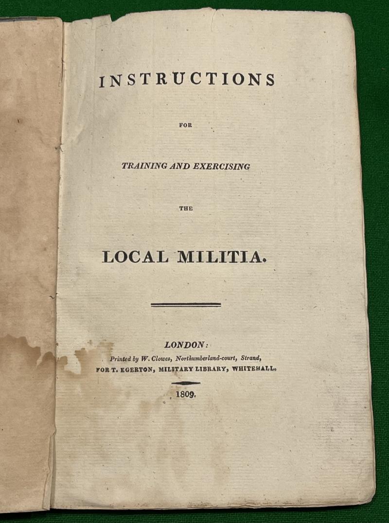 1809 Instructions for Training & Exercising the Local Militia.