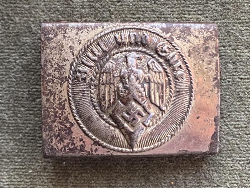 HITLER YOUTH BELT BUCKLE-NICKEL PLATED.