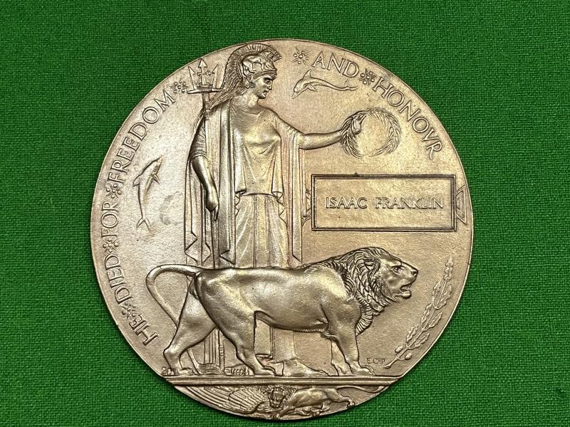 WW1 Memorial Plaque: Franklin - West Yorks.