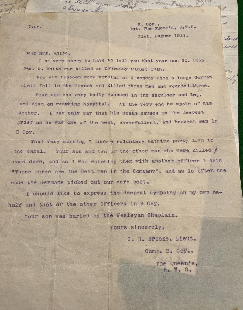 WW1 Casualty ephemera group.