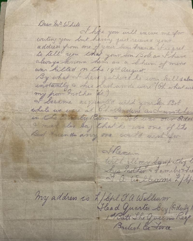 WW1 Casualty ephemera group.