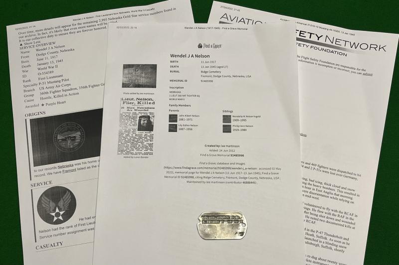 WW2 USAAF Casualty Dog Tag.