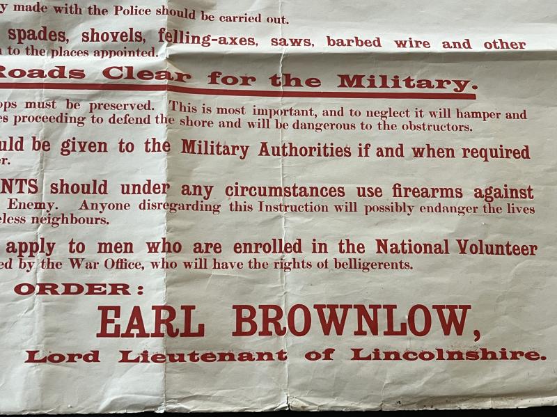 WW1 Lincolnshire Invasion Proclamation.