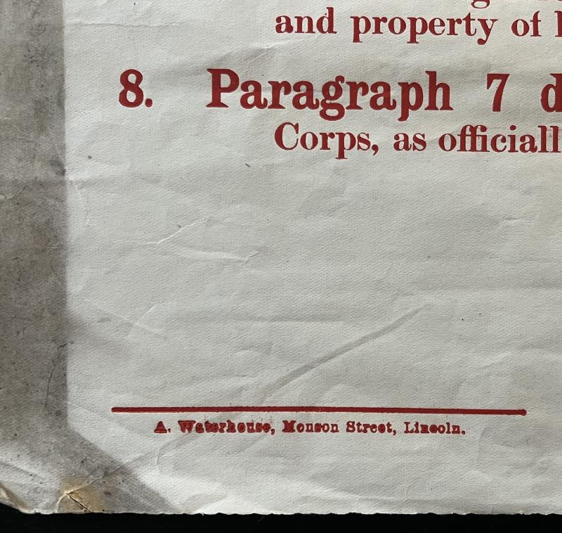 WW1 Lincolnshire Invasion Proclamation.