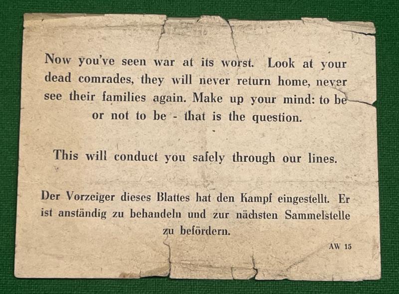 Original WW2 German Propaganda Leaflet. Life is short.....