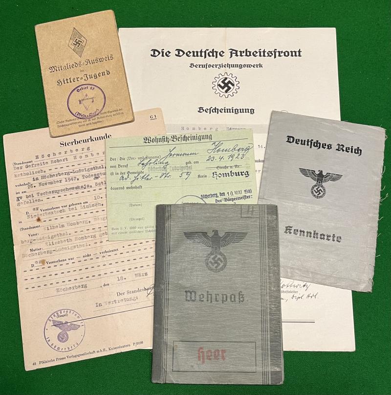Wehrpass and Document grouping to a Panzer Div.casualty