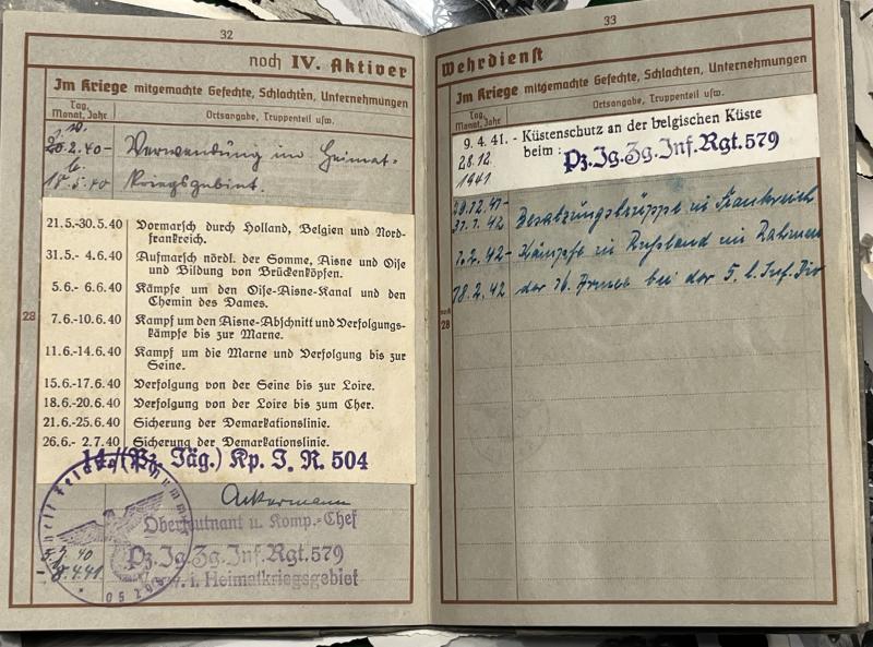 15/Jag.Rgt.75 Casualty Wehrpass grouping.