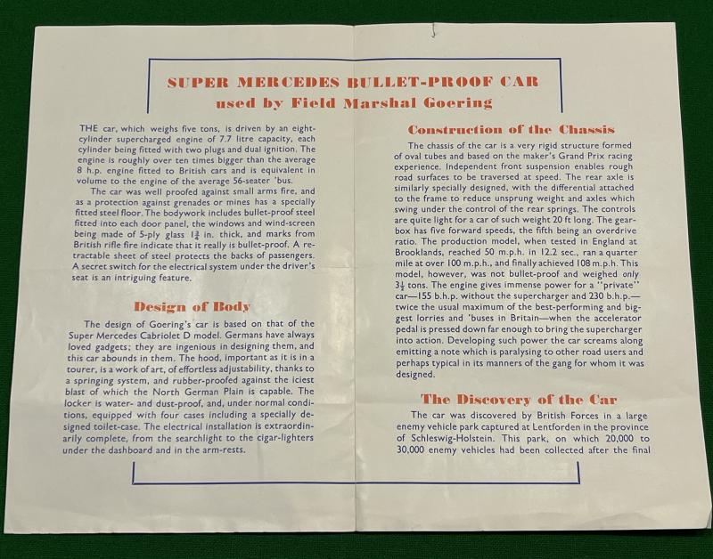 Hermann Goering's Car Exhibition Pamphlet.