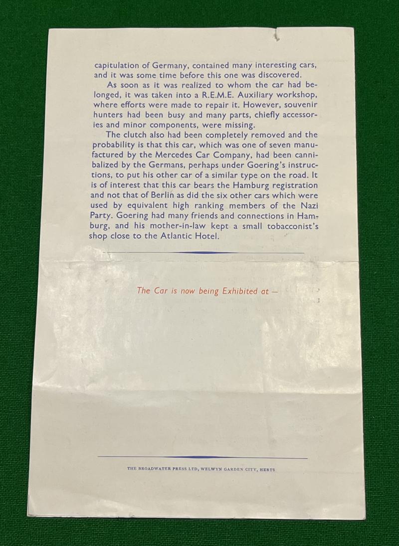 Hermann Goering's Car Exhibition Pamphlet.