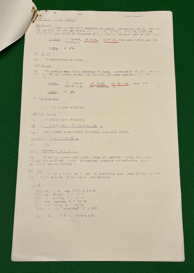 1944 Secret RAF No.11 Group Operational Synopsis.