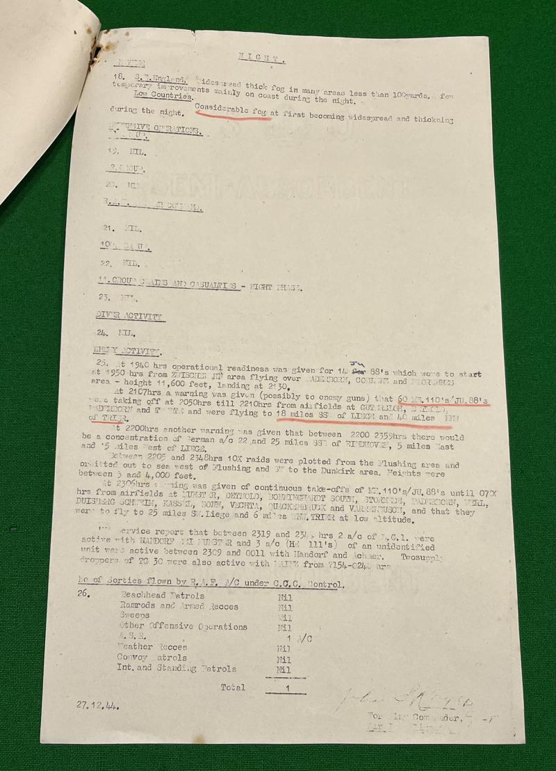 1944 Secret RAF No.11 Group Operational Synopsis.