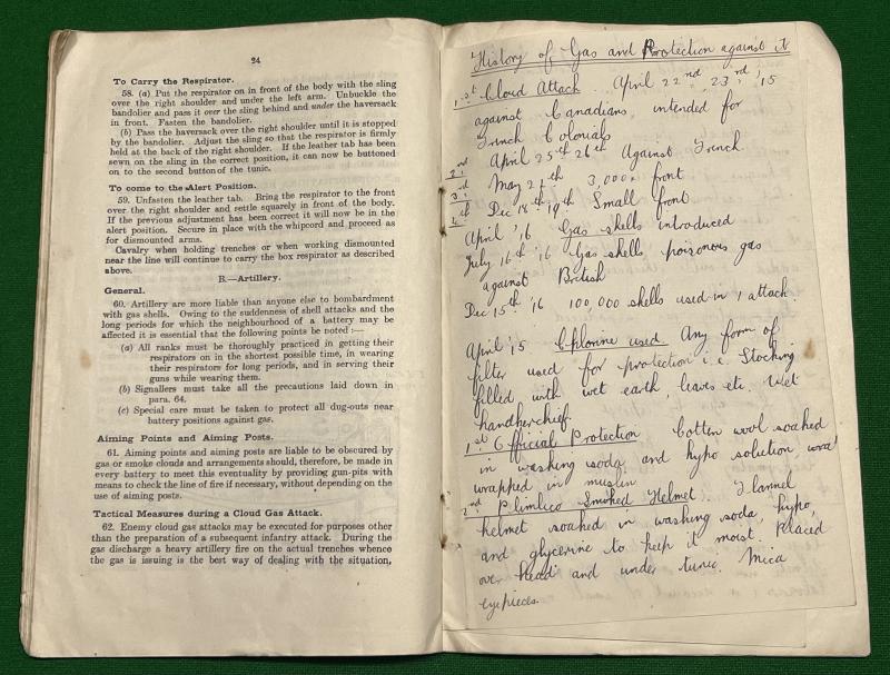 WW1 British Manual ' Defence Against Gas '.