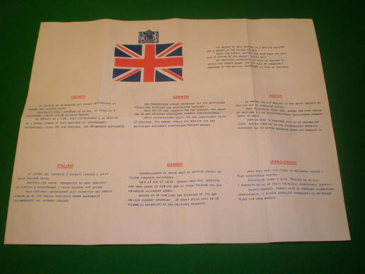 WW2 British paper 'Goolie Chit'.