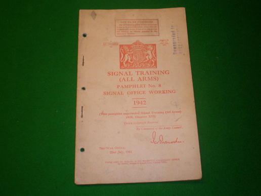 Signal Training Pamphlet No.8 - inc section on pigeons. 