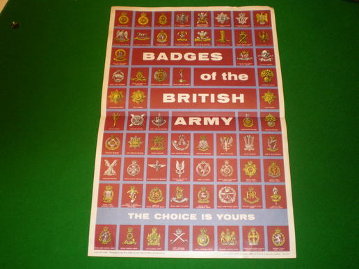50's/60's War Office poster - Badges of the British Army. 