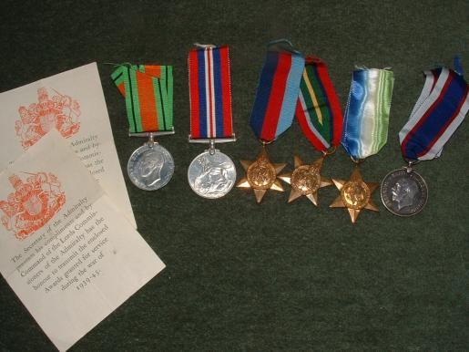 WW2 NAVY GROUP OF 5 MEDALS WITH ROYAL FLEET RESERVE MEDAL.