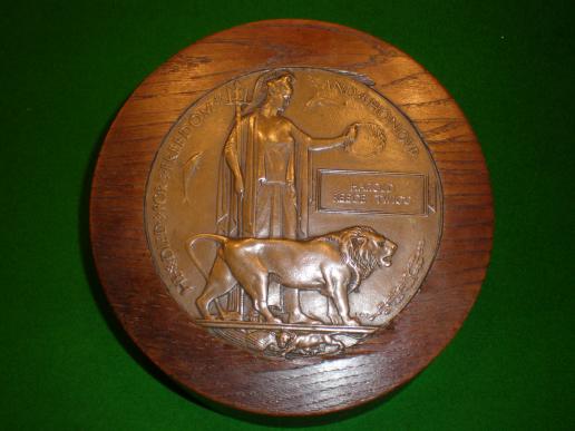 WW1 Death plaque and slip - Gloucestershire Regt.