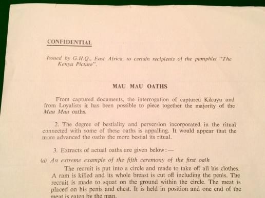 Mau Mau Oaths - Confidential report.