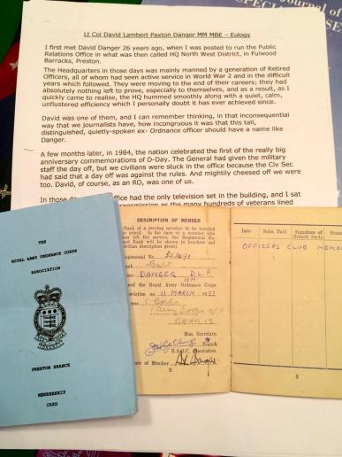 Grouping to Lt. Col. David Lambert Paxton Danger MM, MBE - SAS