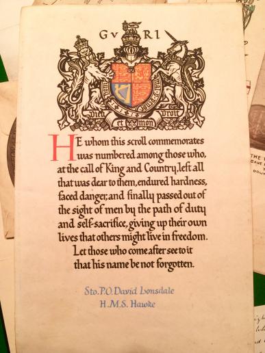 WW1 Naval Casualty Memorial Plaque & Trio Grouping.