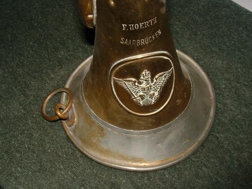 LARGE BRASS IMPERIAL BUGLE-NAMED TO A TOWN-COMPLETE.