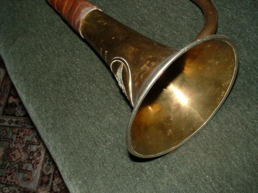 LARGE BRASS IMPERIAL BUGLE-NAMED TO A TOWN-COMPLETE.