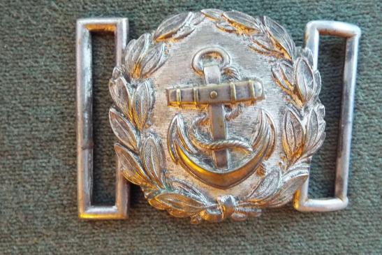 EARLY HEAVY THIRD REICH NAVY BROCADE BUCKLE IN SILVER.