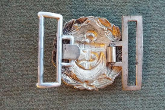 EARLY HEAVY THIRD REICH NAVY BROCADE BUCKLE IN SILVER.