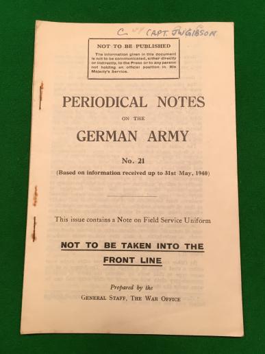 Periodical Notes on the German Army - Field Service Uniform.
