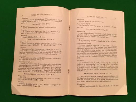 WW1 US Notes on the Chemistry of Gas Warfare.