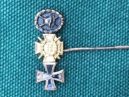 THIRD REICH PERIOD-IMPERIAL GERMAN 9mm MEDAL STICKPIN-3 MEDALS.