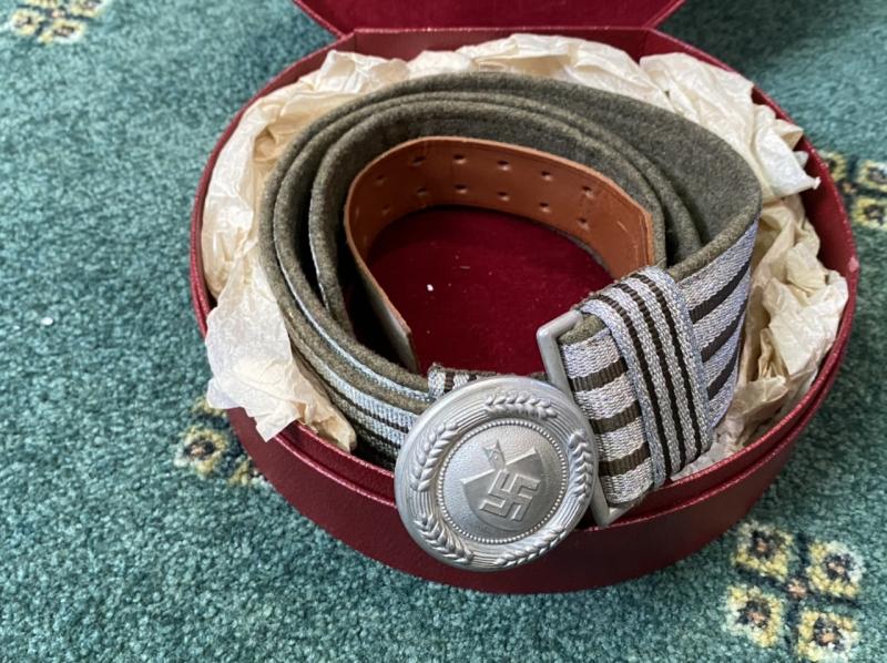 MINT RAD OFFICERS PARADE/DRESS BELT STILL IN ORIGINAL RED CASE AND WRAPPING PAPER!