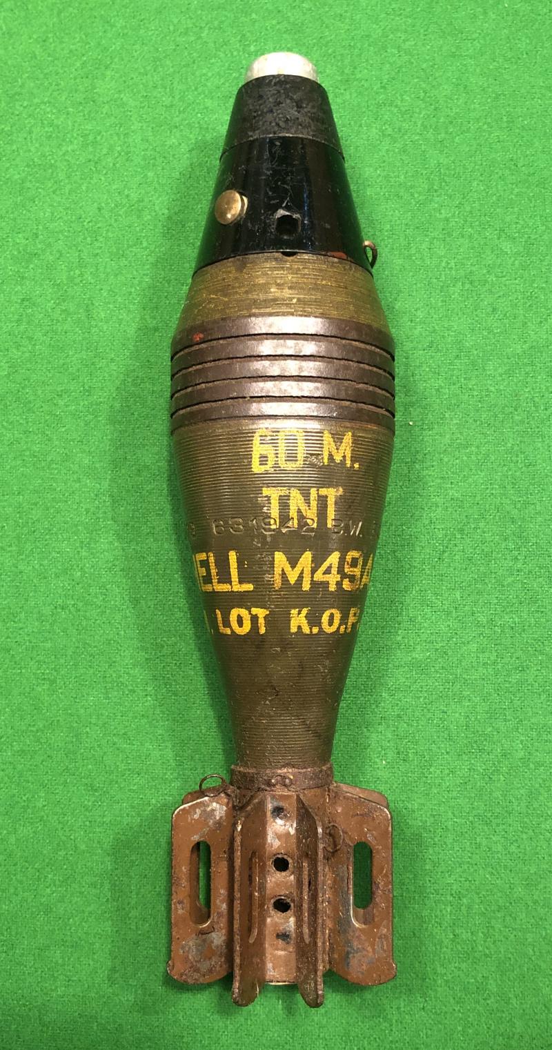 WW2 US 60mm M49A2 Mortar Round.