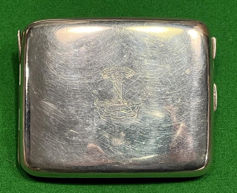 Leicstershire Yeomanry Silver Presentation Cigarette Case.