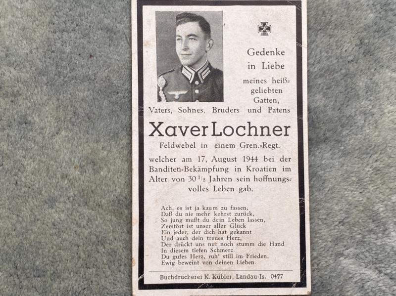 WW2 THIRD REICH ‘DEATH CARD’.