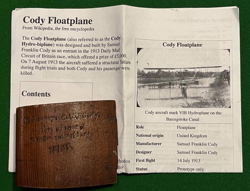 Col. S.F. Cody Floatplane Strut Section.