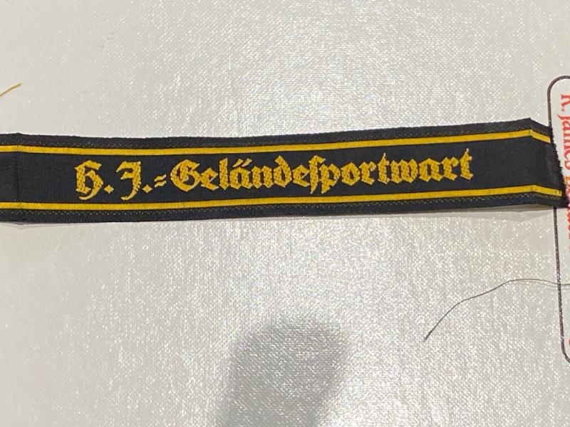 ORIGINAL HITLER YOUTH SPORTS CUFF TITLE.